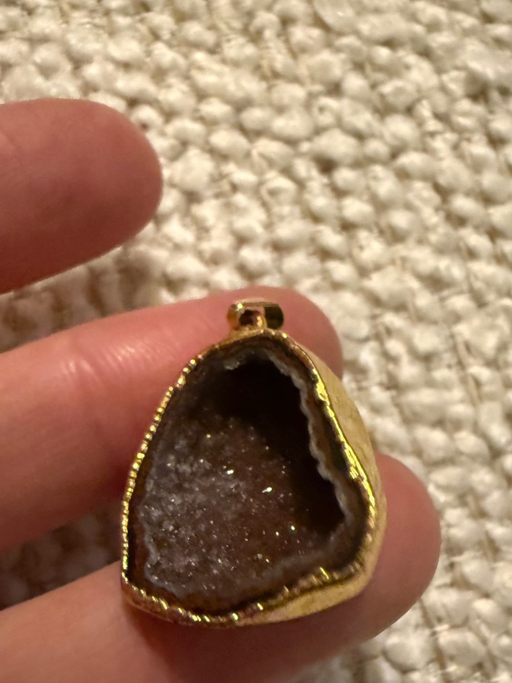 Gold Leaf Edge Chocolate Agate Drusy Pendant necklace charm